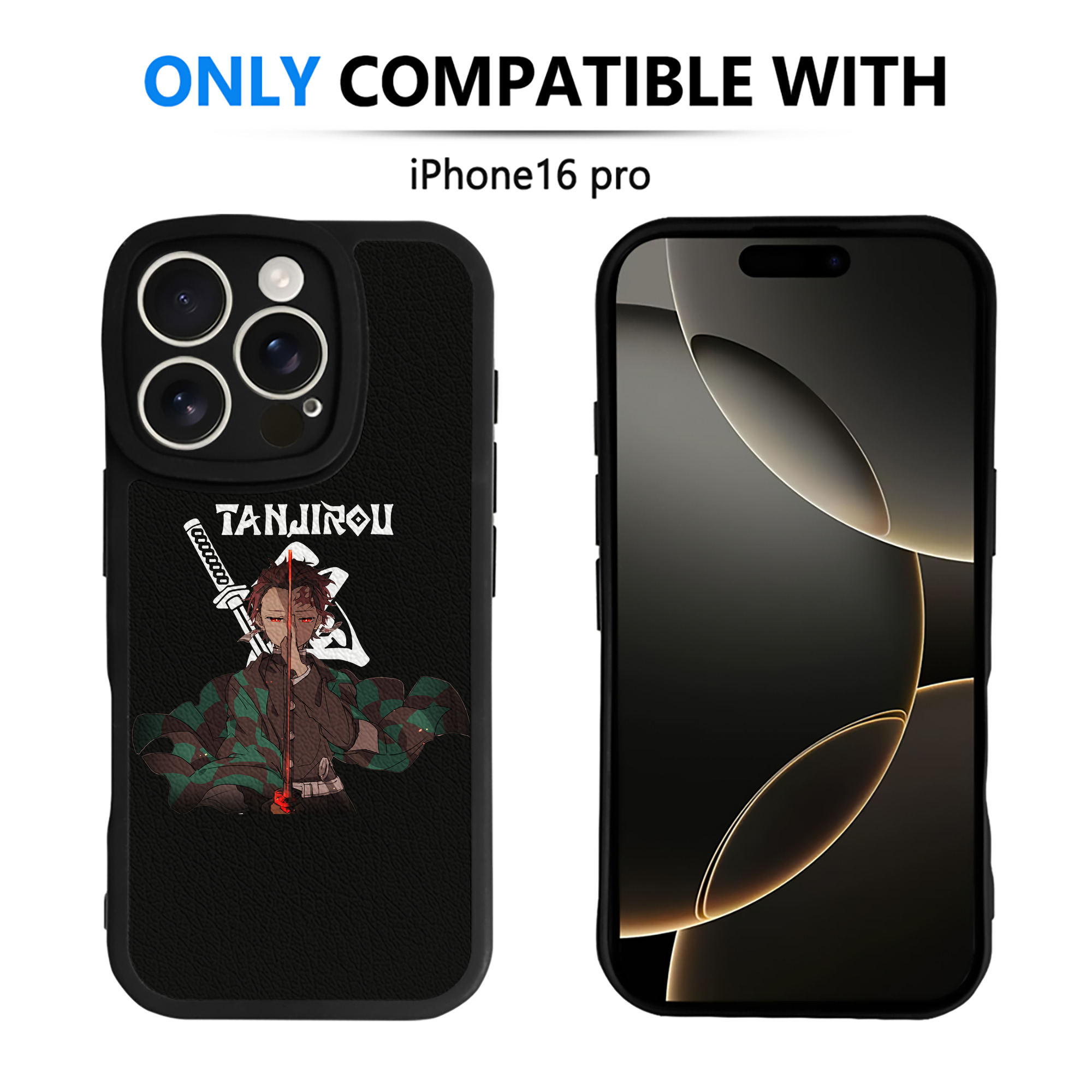 （画像用） 鬼滅の刃 竈門 炭治郎／かまど たんじろう Kamado Tanjirou 【iPhone 16シリーズ対応】シリコンスマホケース（レザー調） 材質：シリコン